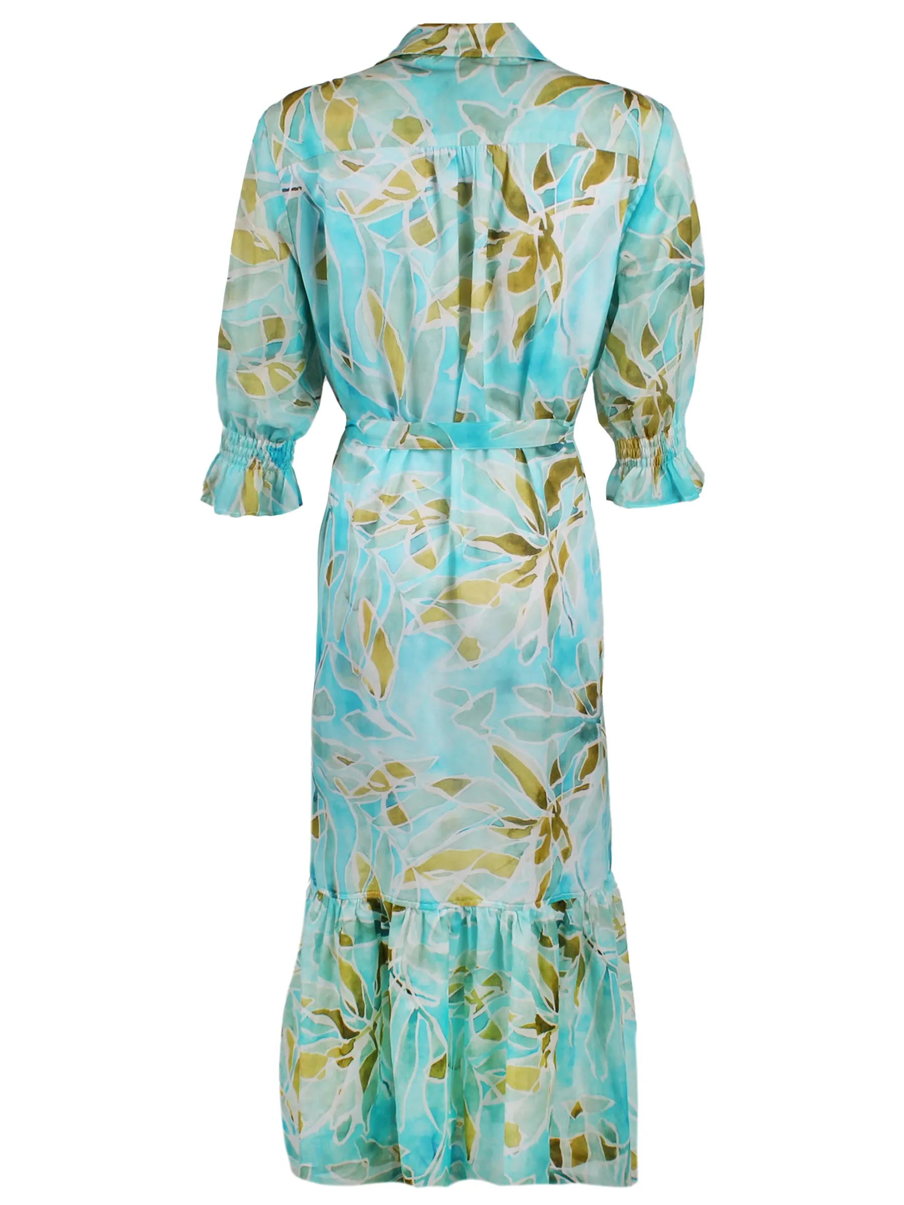 Sienna Shirt Dress Blue/Green Seaweed Print