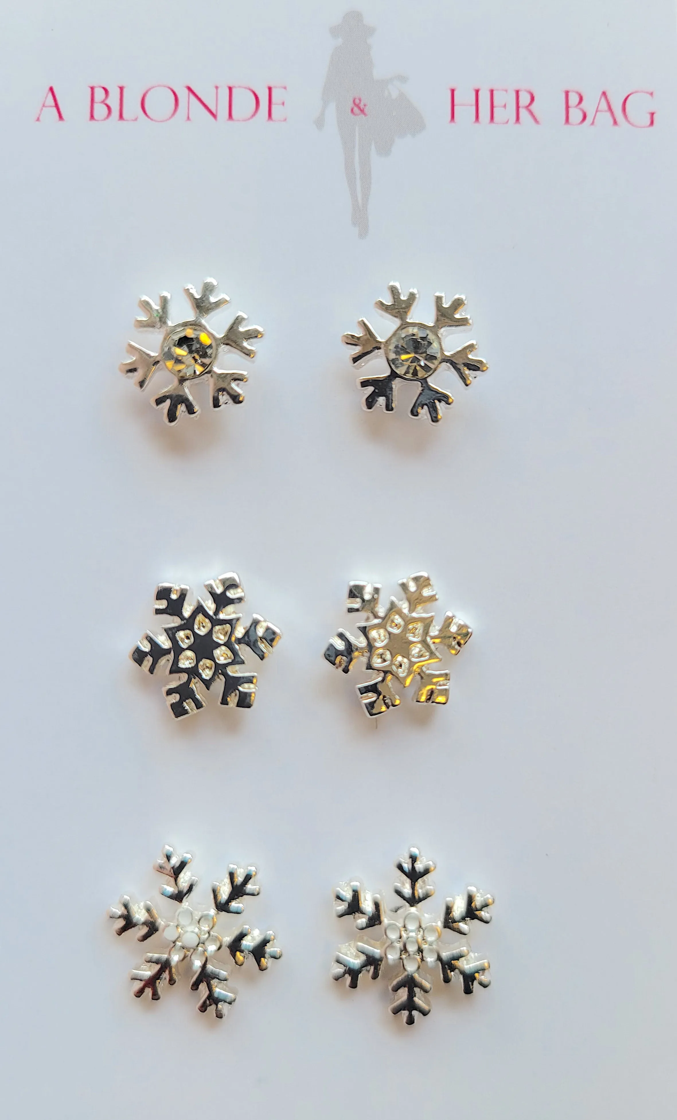 Silver Snowflake Earring Set