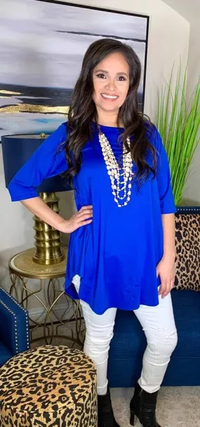 Small/Medium :  Blue Scoop Tunic