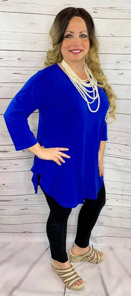 Small/Medium :  Blue Scoop Tunic