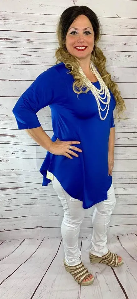 Small/Medium :  Blue Scoop Tunic