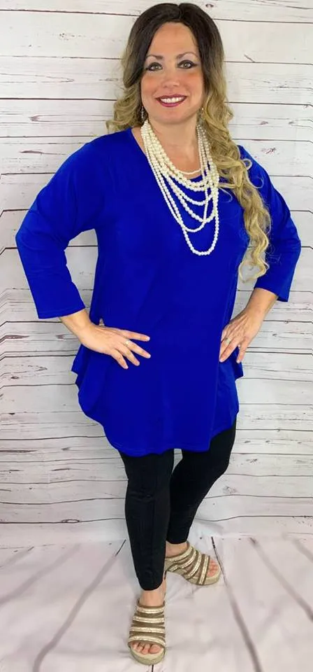 Small/Medium :  Blue Scoop Tunic