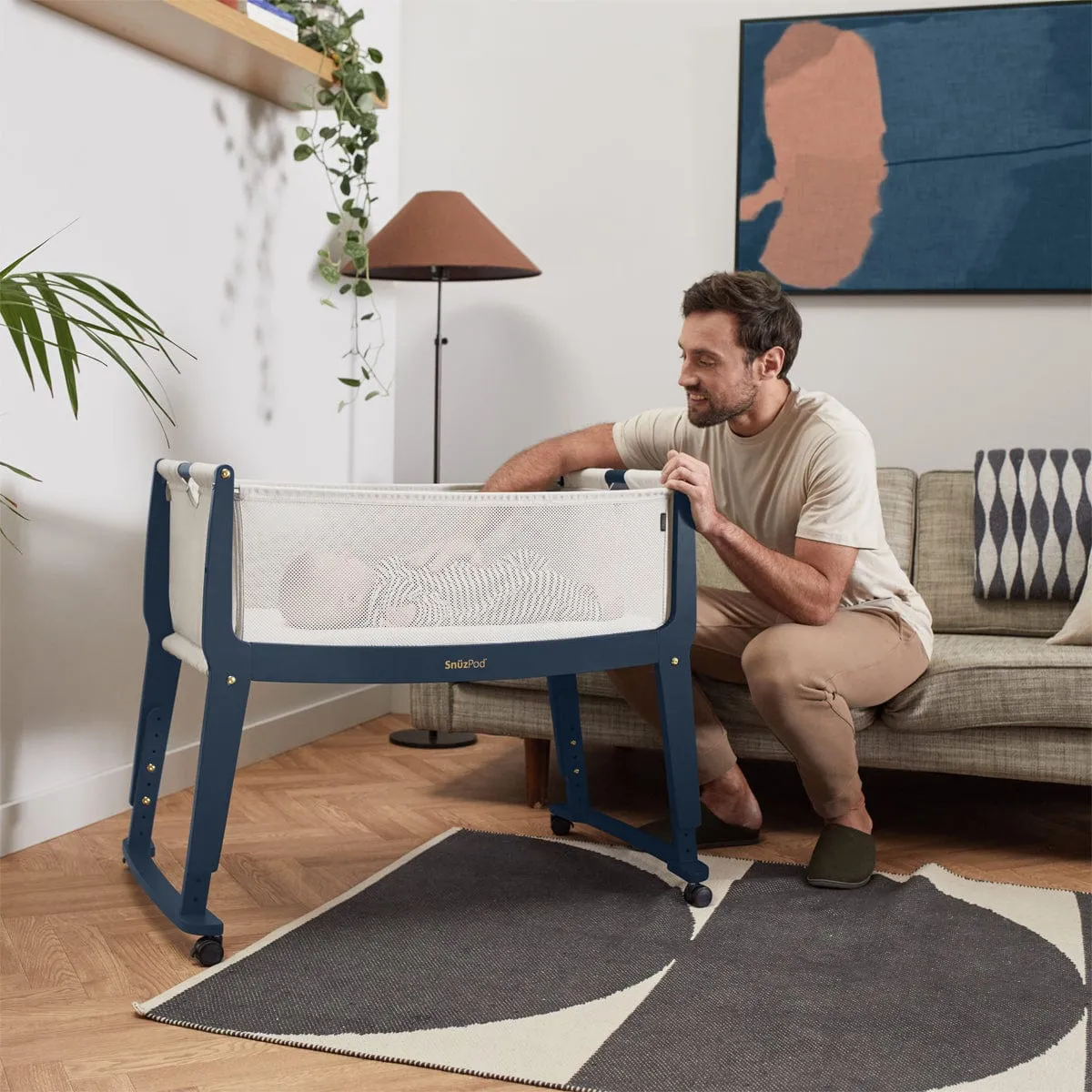 SnuzPod Studio Bedside Crib - Navy