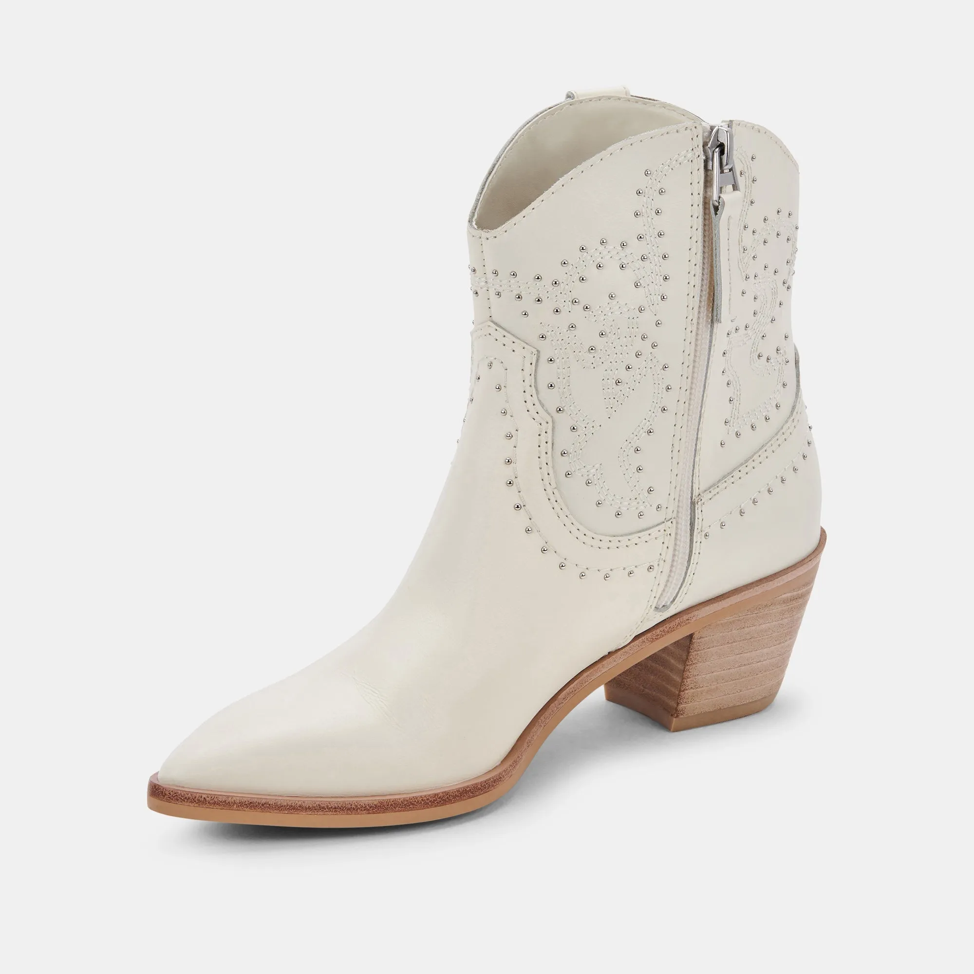 SOLOW STUD BOOTIES OFF WHITE LEATHER - re:vita