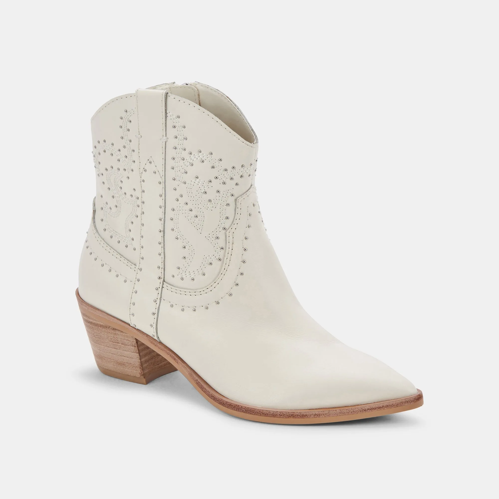 SOLOW STUD BOOTIES OFF WHITE LEATHER - re:vita