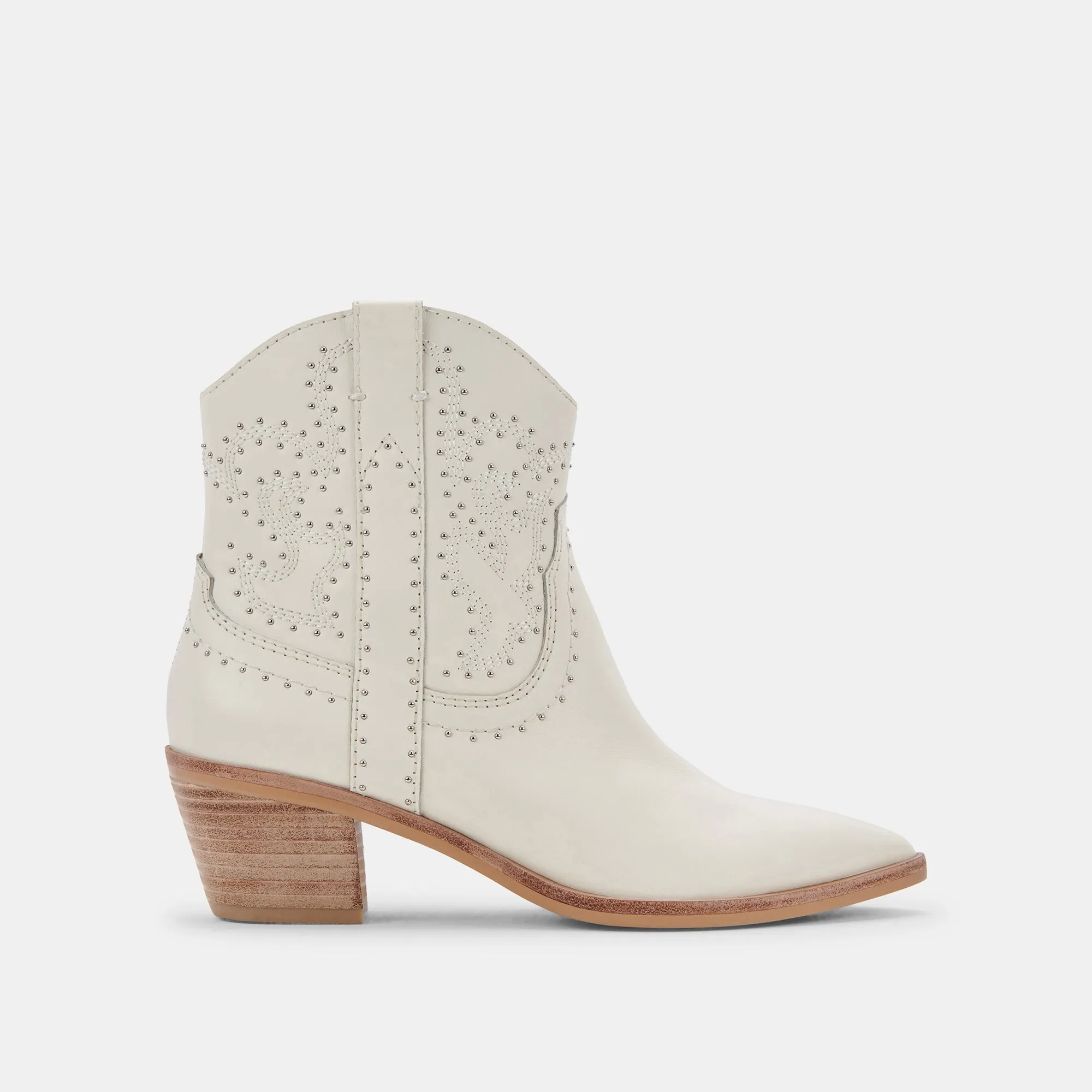 SOLOW STUD BOOTIES OFF WHITE LEATHER - re:vita