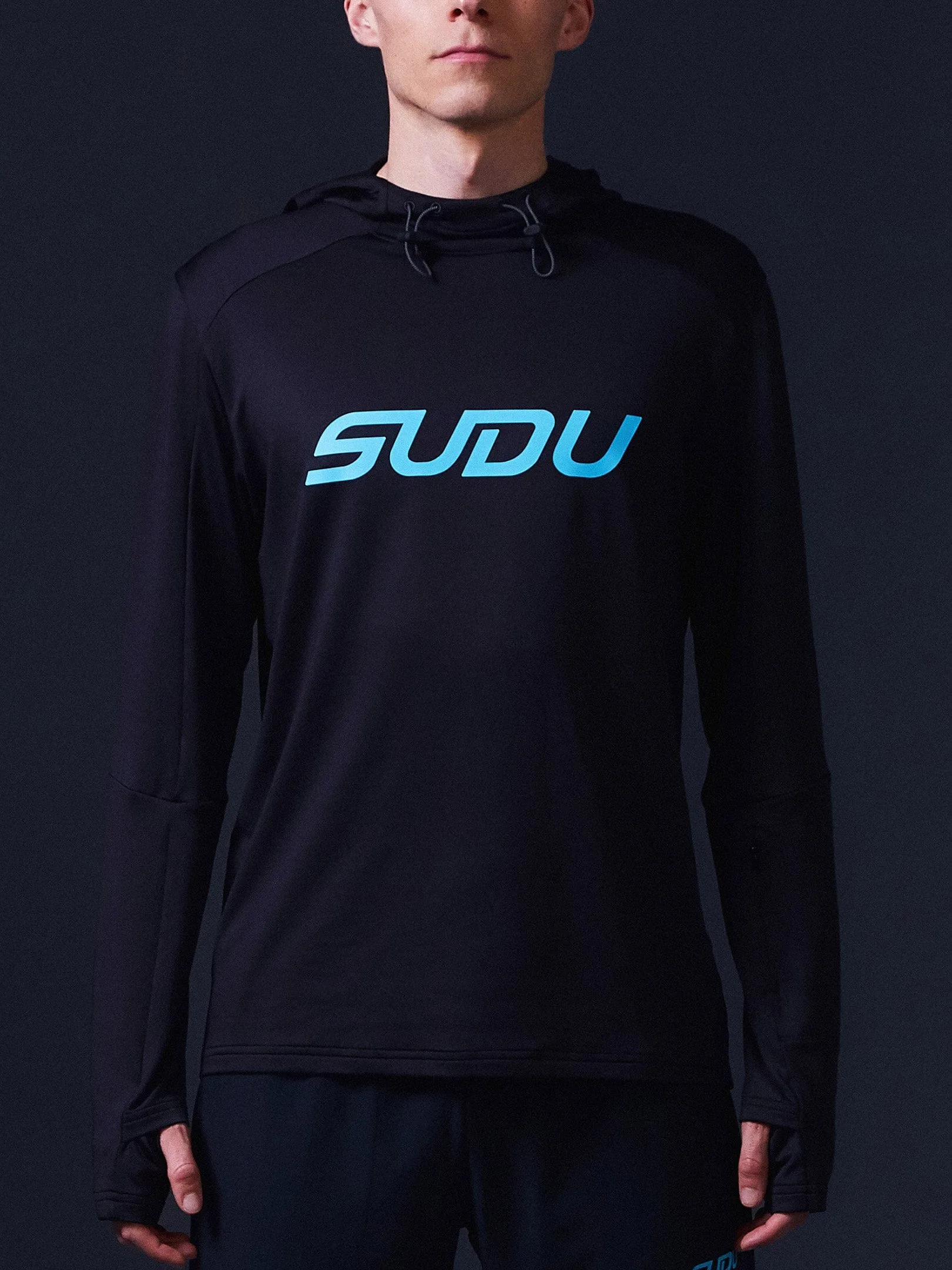 SRH 01 Run Hoodie - Black/Light Blue