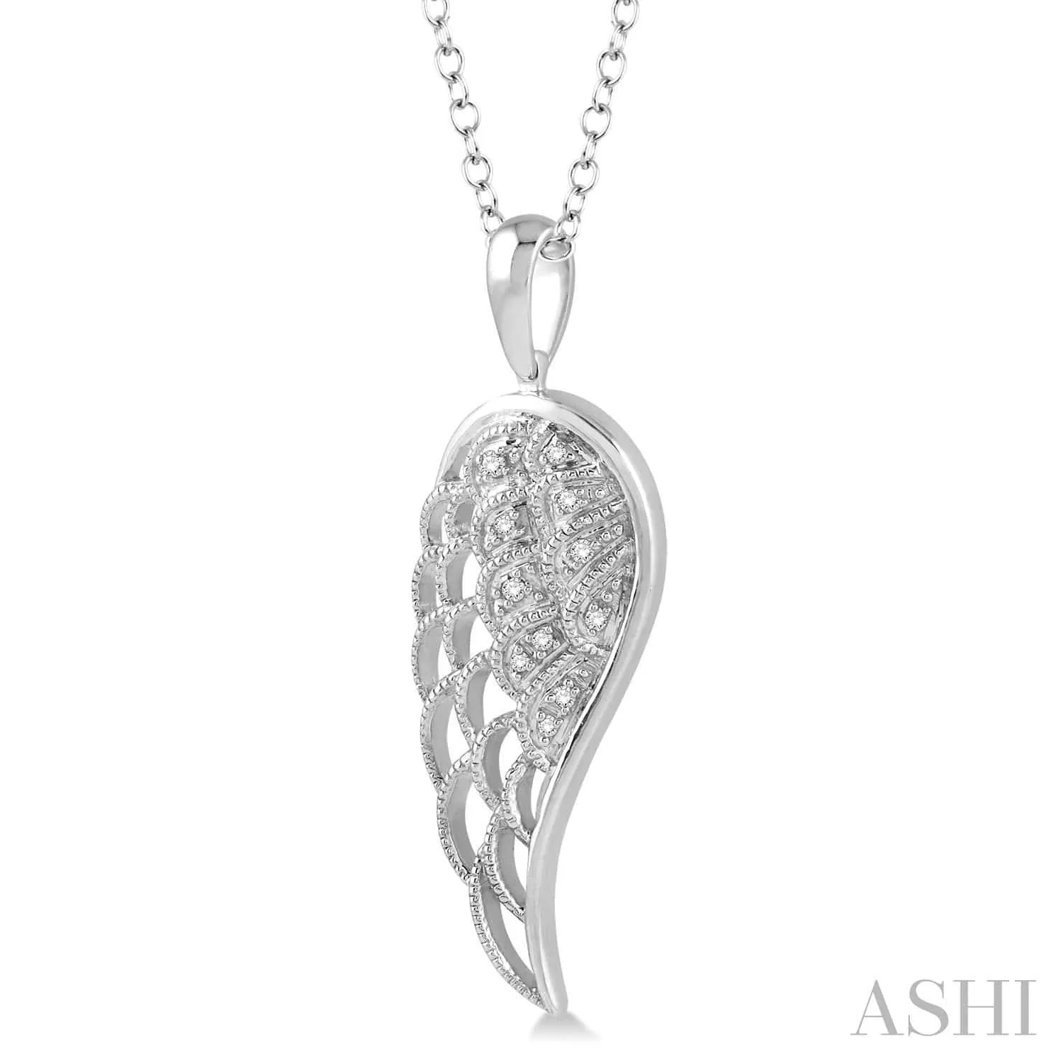 Sterling Silver Angel Wing Diamond Pendant