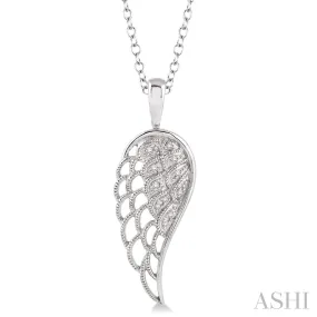 Sterling Silver Angel Wing Diamond Pendant