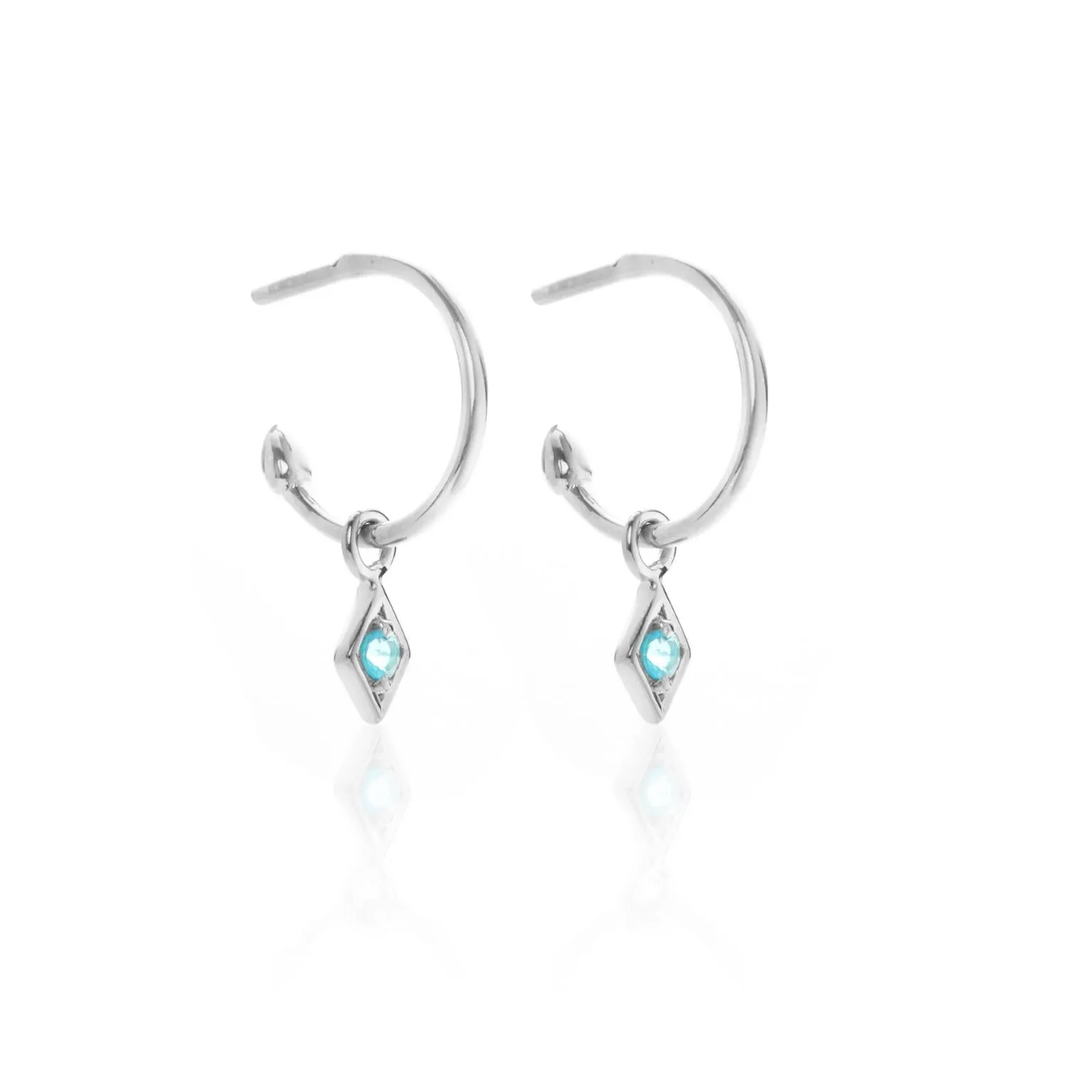 Superfine / Earrings / Keepsake Hoop / Blue Topaz   Silver