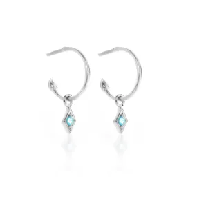 Superfine / Earrings / Keepsake Hoop / Blue Topaz   Silver