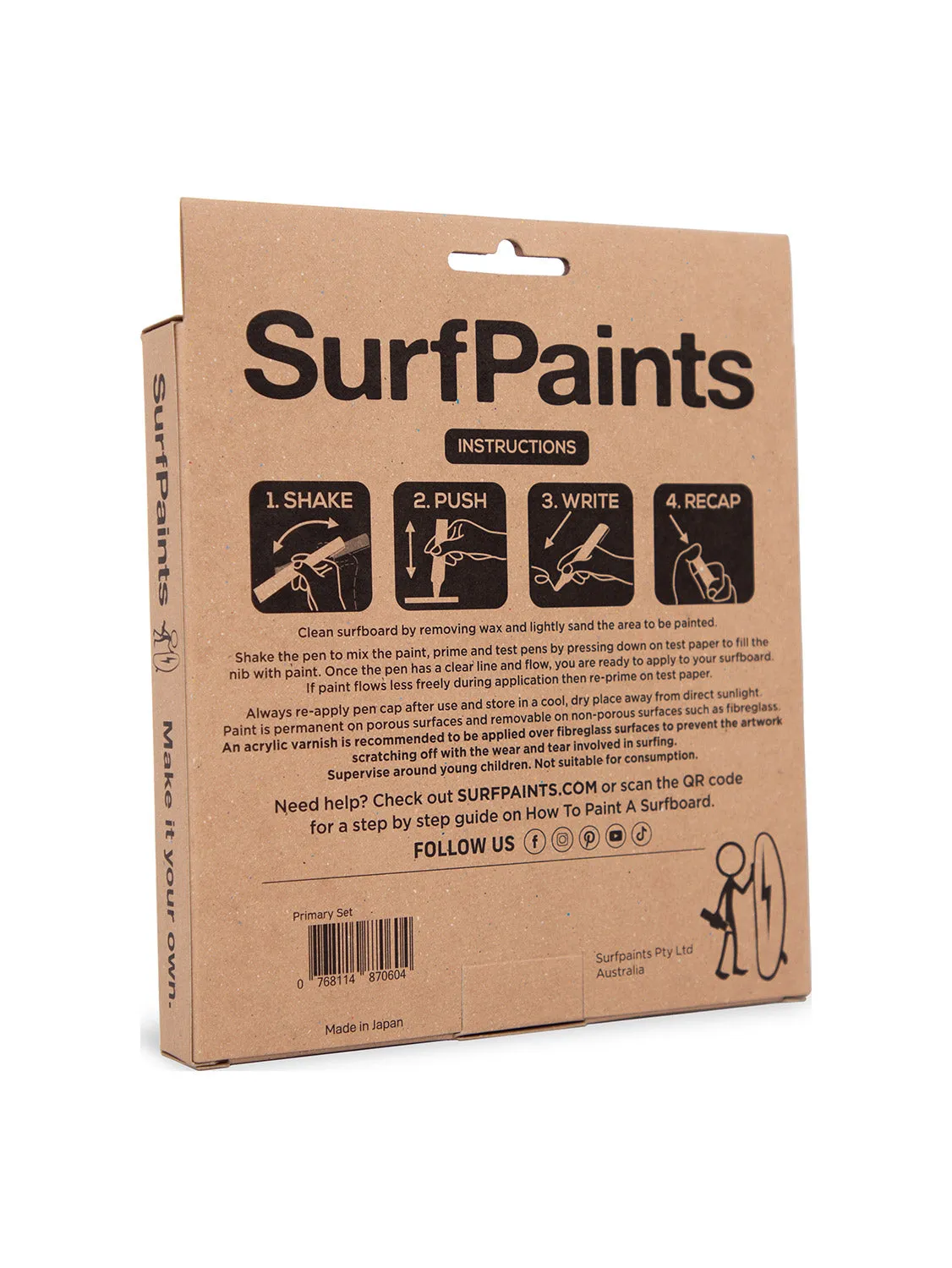 SurfPaints Acrylic Water Based Markers Primary Set