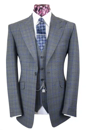 The Hemingway Pewter Grey Suit with Blue and Black Over Check