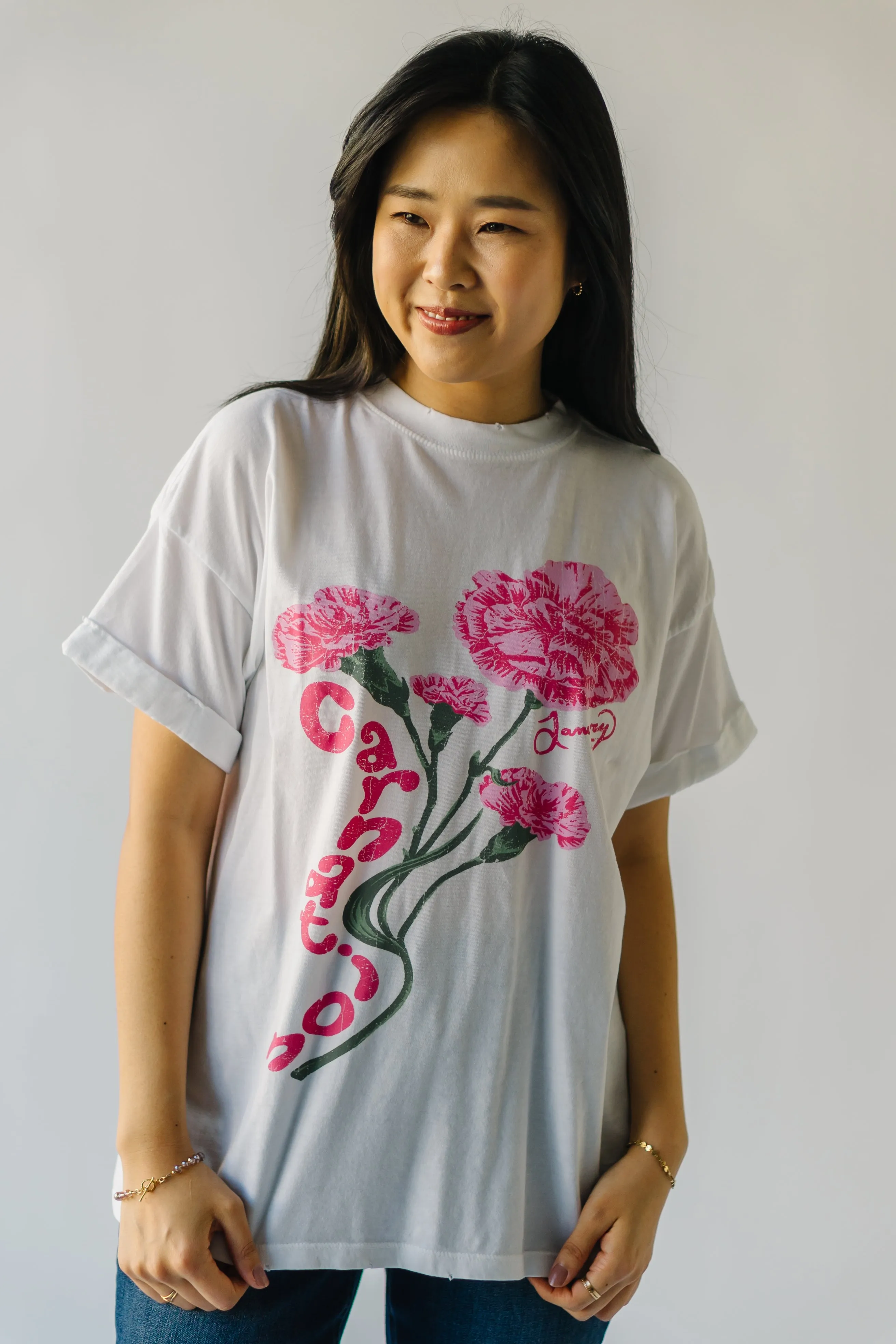 The January Carnation Tee in Vintage White