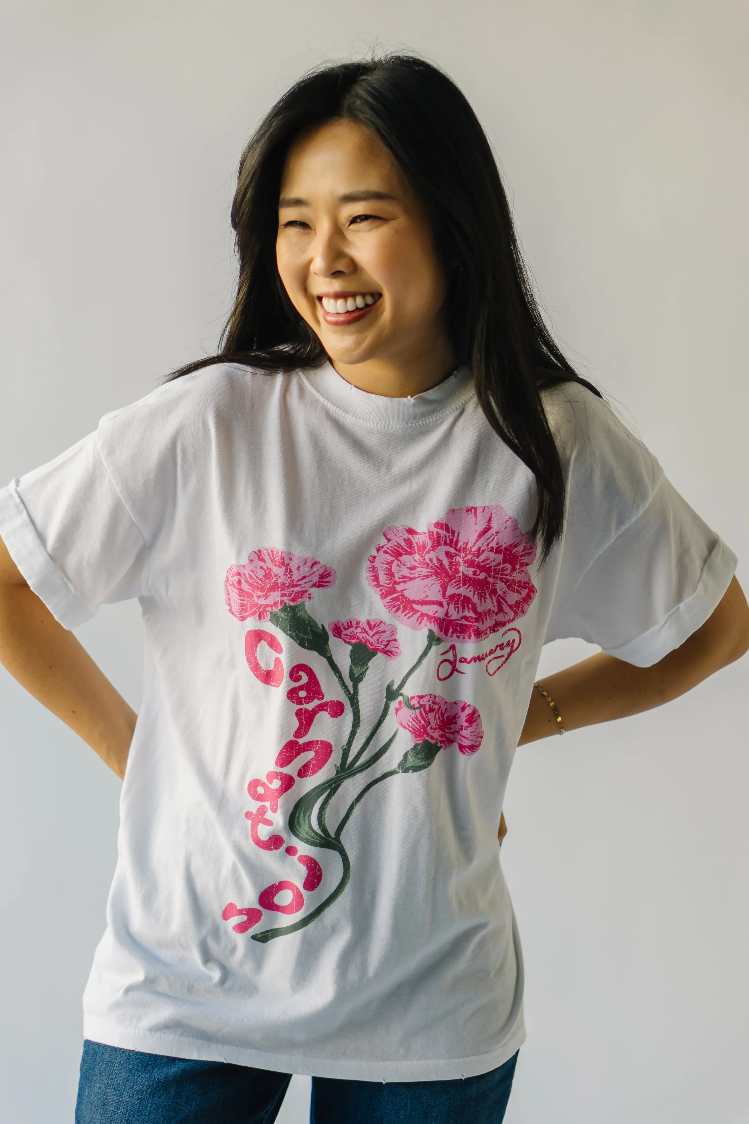 The January Carnation Tee in Vintage White