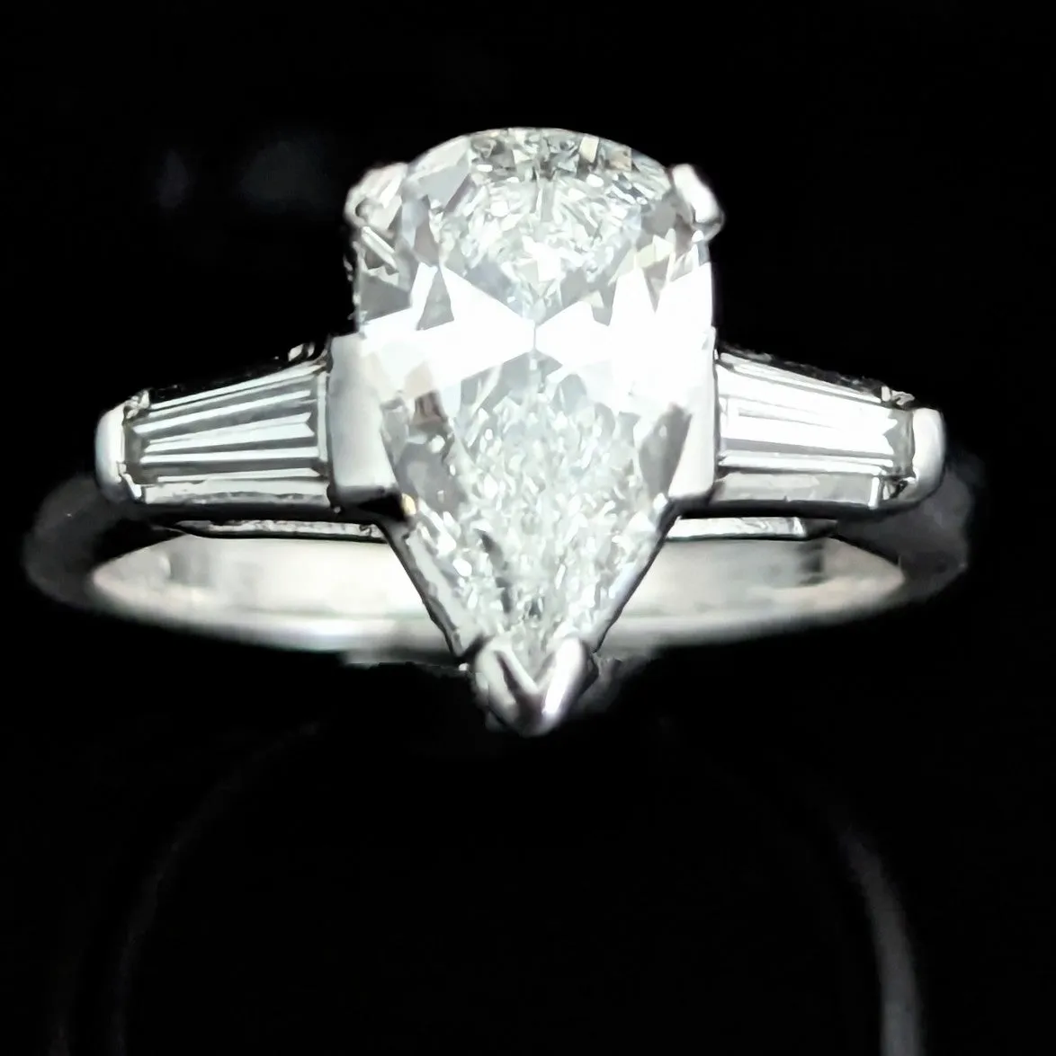 The Mistwood - 1950s GIA Pear Cut Diamond Platinum Engagement Ring