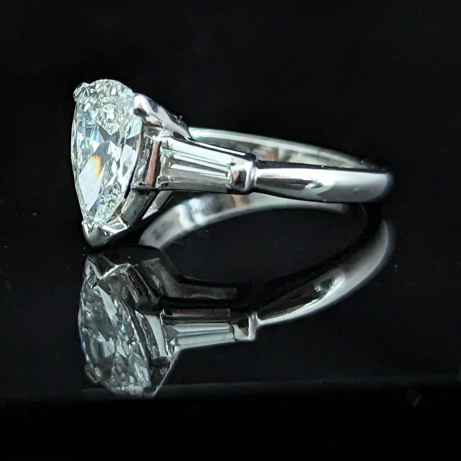 The Mistwood - 1950s GIA Pear Cut Diamond Platinum Engagement Ring