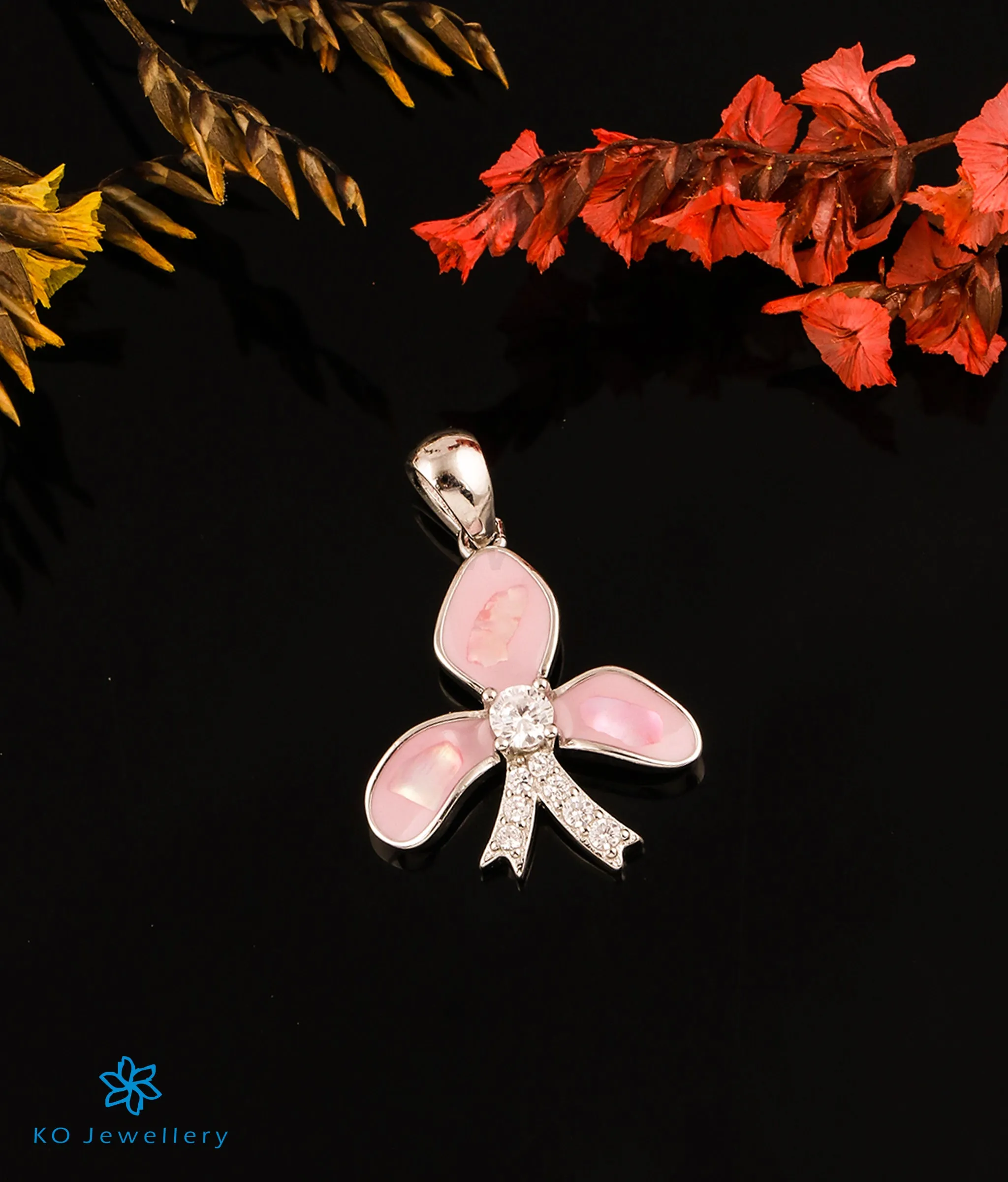 The Pink Flower Silver Pendant