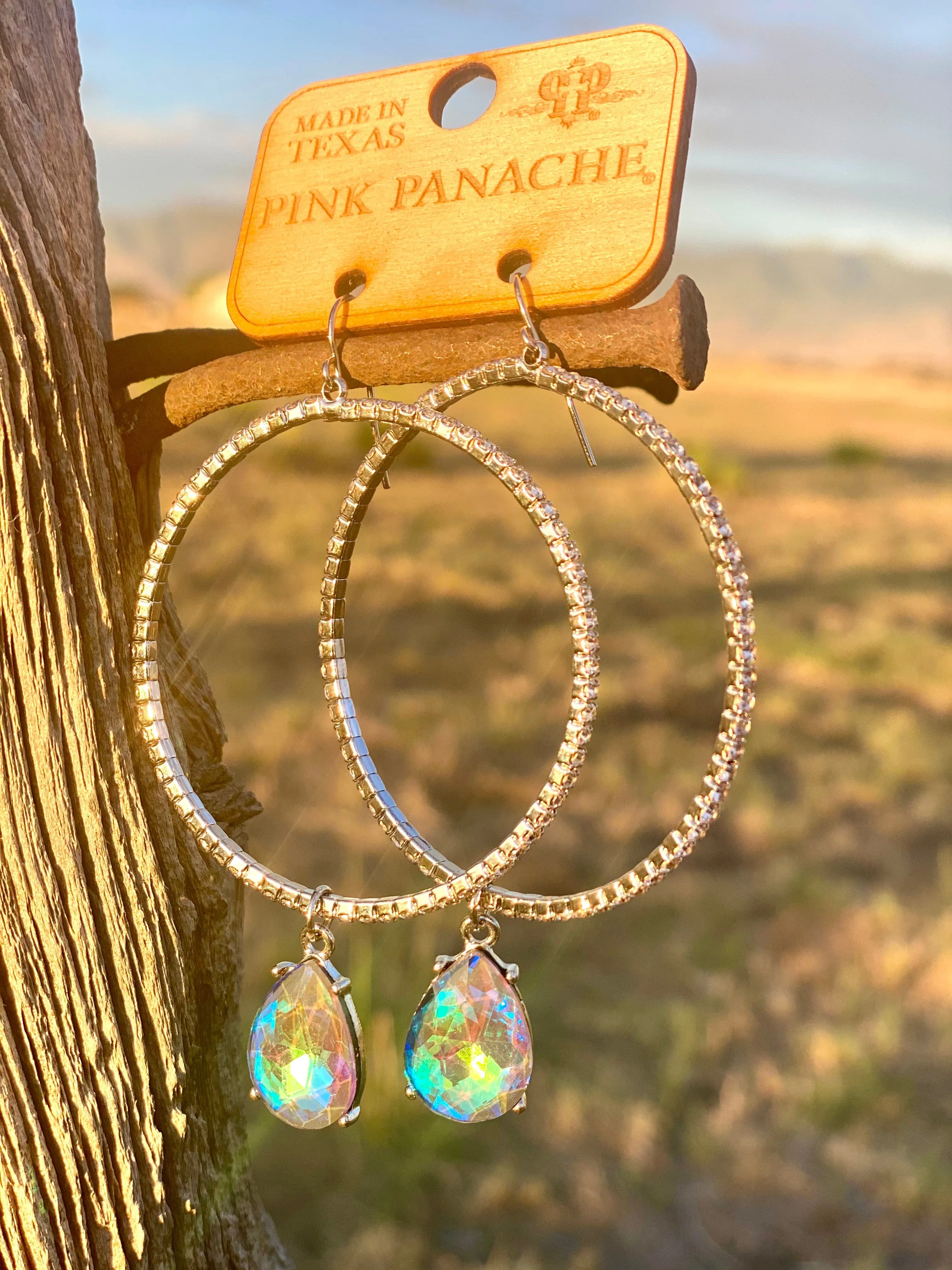 The  Pink Panache Silver with Turquoise Crystal Drop Earrings