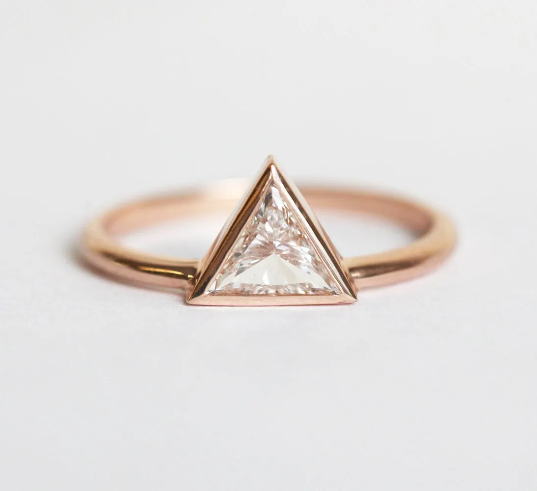 Triangle Diamond Ring, Triangle Engagement Ring In Rose Gold