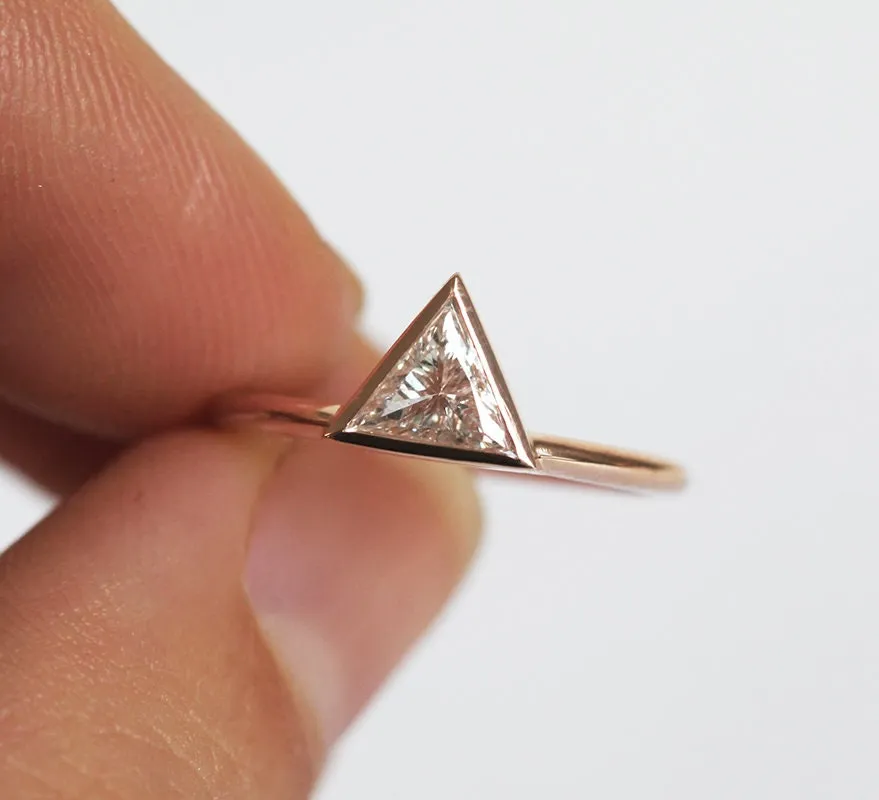 Triangle Diamond Ring, Triangle Engagement Ring In Rose Gold