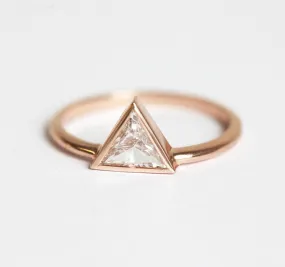 Triangle Diamond Ring, Triangle Engagement Ring In Rose Gold