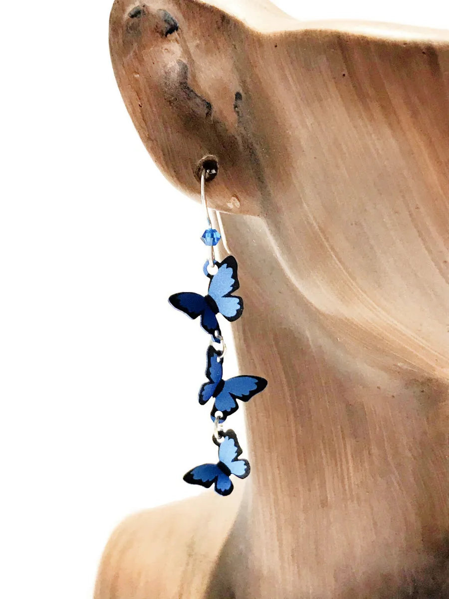 Triple Blue Butterfly Dangles by Sienna Sky