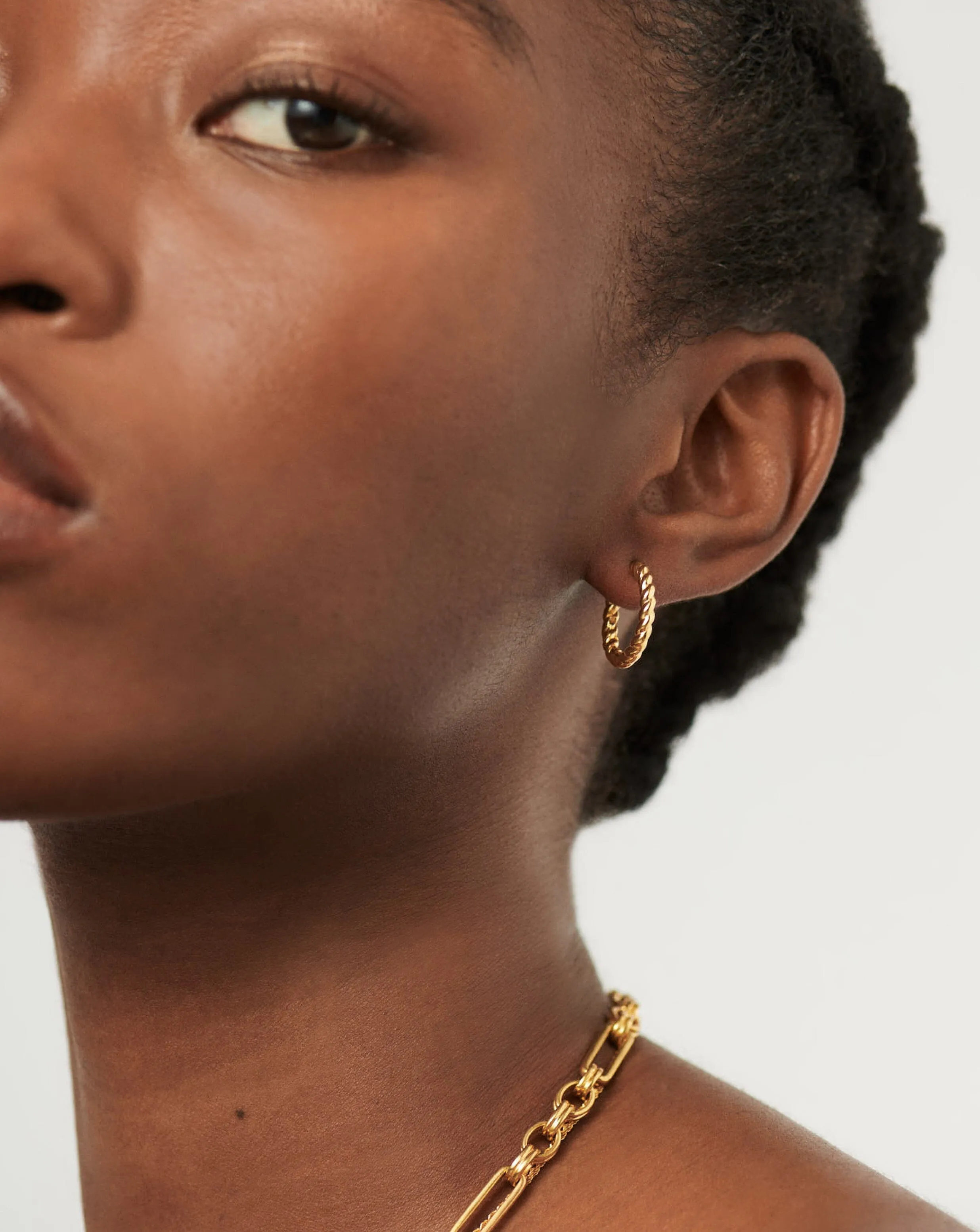 Twisted Helical Small Hoop Earrings | 18ct Gold Plated Vermeil