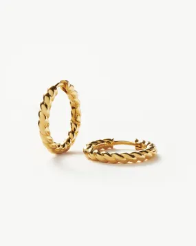 Twisted Helical Small Hoop Earrings | 18ct Gold Plated Vermeil