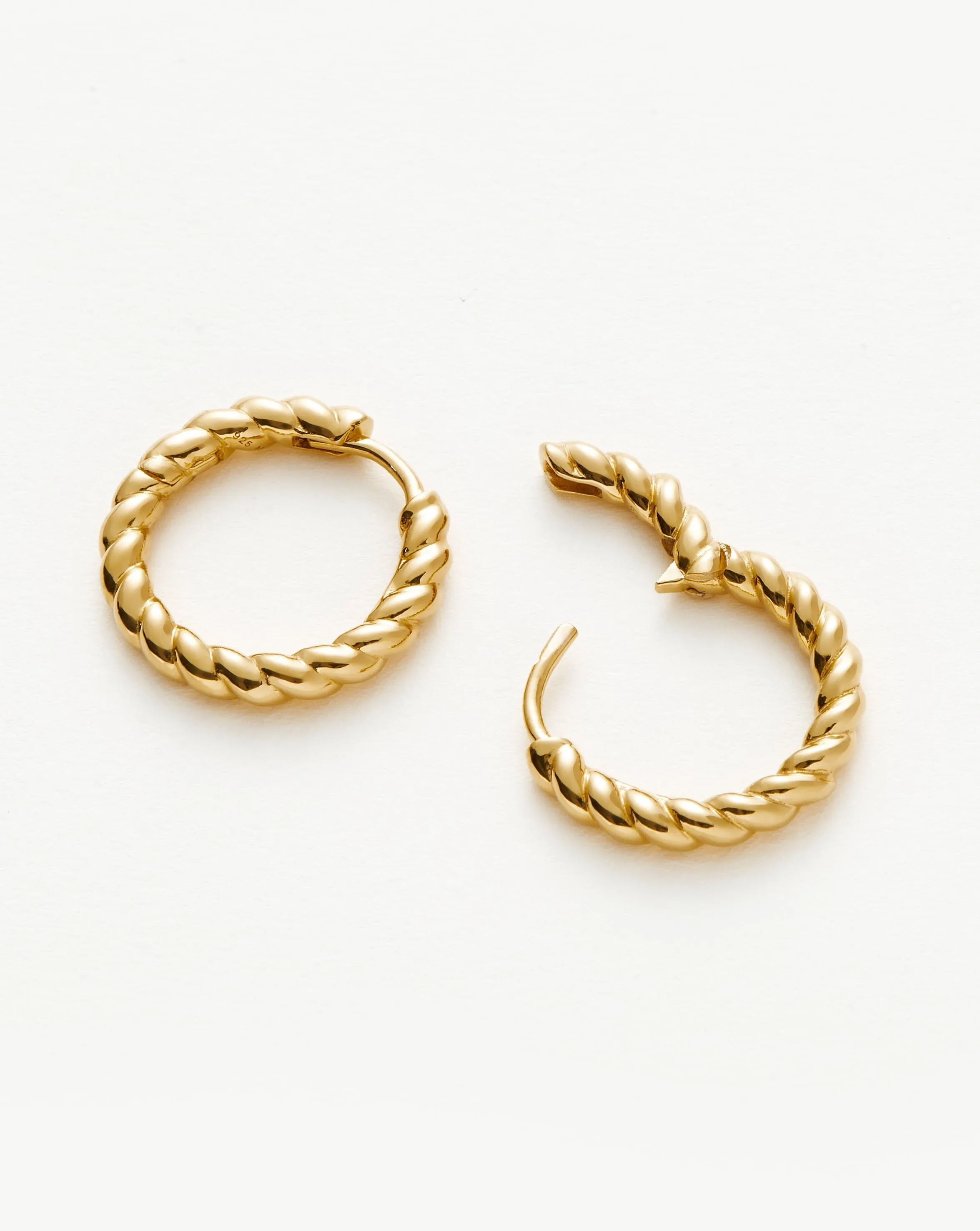 Twisted Helical Small Hoop Earrings | 18ct Gold Plated Vermeil