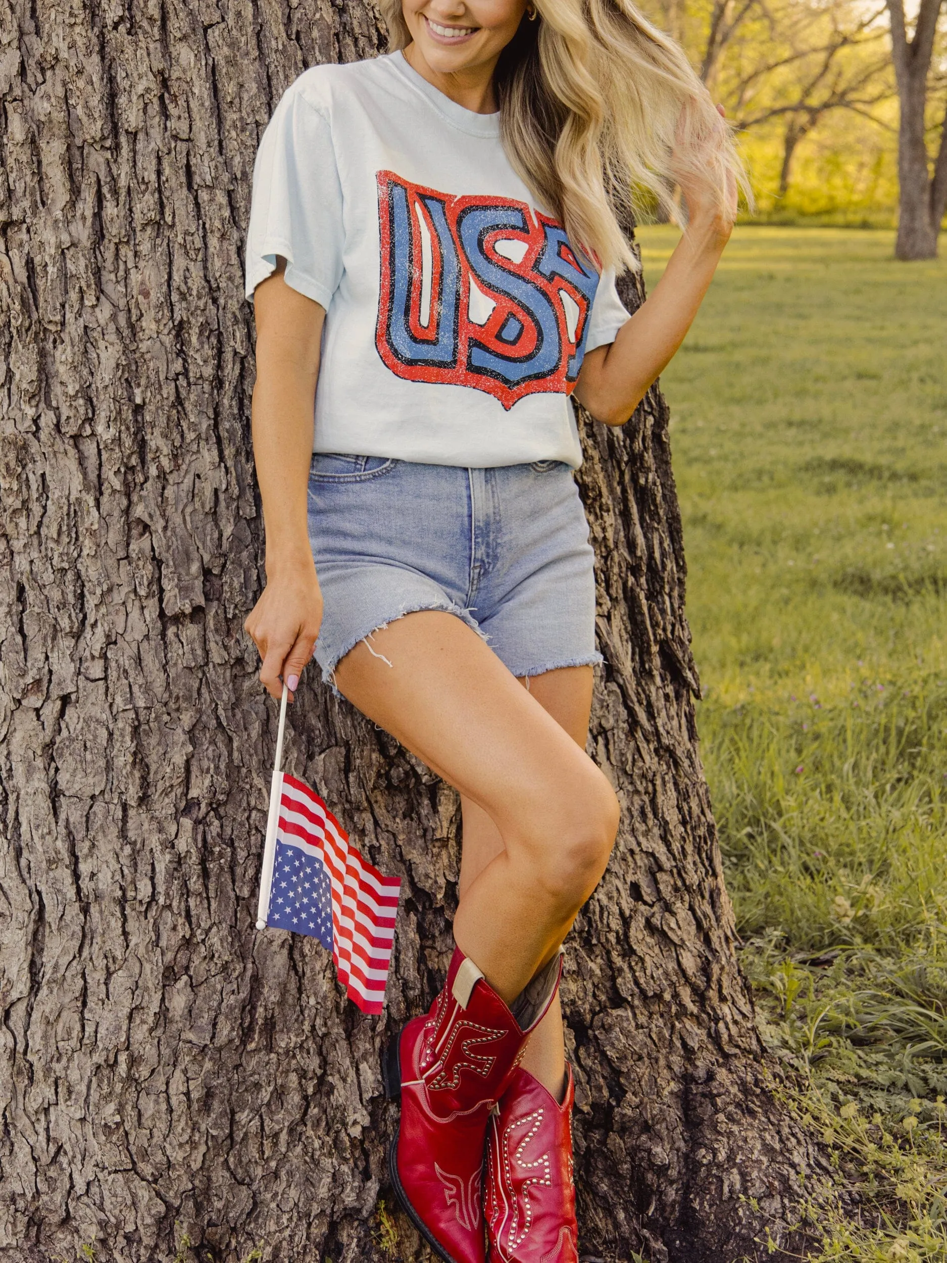 USA Monogram Chambray Blue Tee