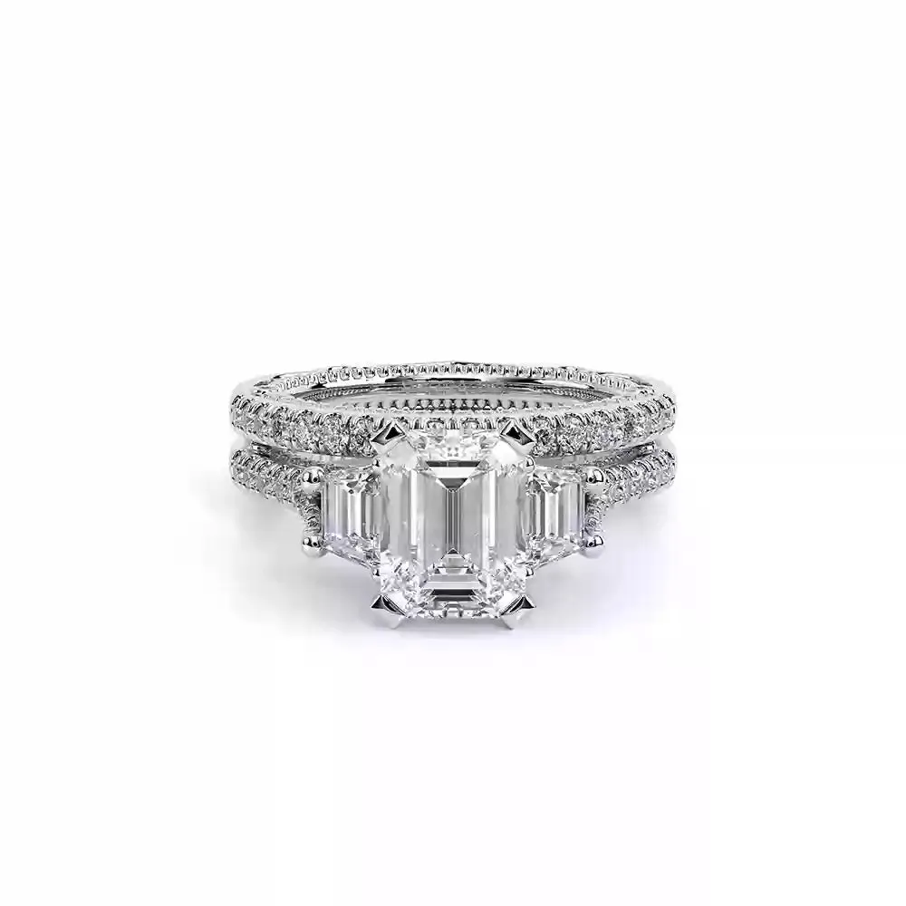 Verragio Venetian 18k Gold Three-Stone Emerald Cut Engagement Ring