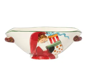 VIETRI Old St. Nick Handled Oval Bowl w/ Presents