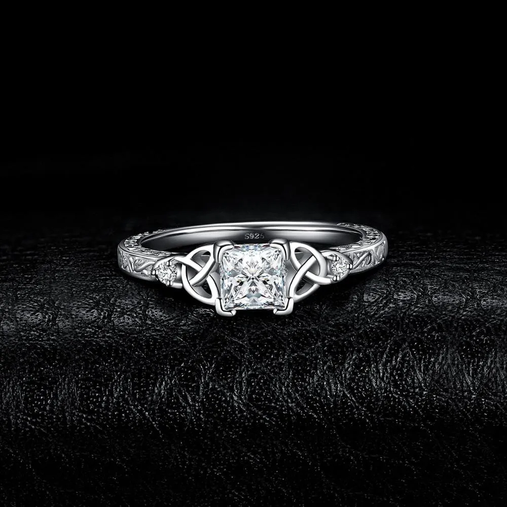 Vintage Celtic Knot Diamond Ring - 925 Sterling Silver