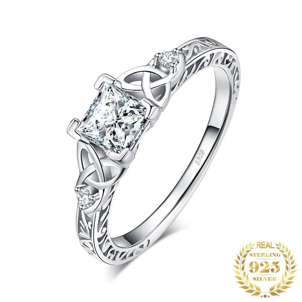 Vintage Celtic Knot Diamond Ring - 925 Sterling Silver