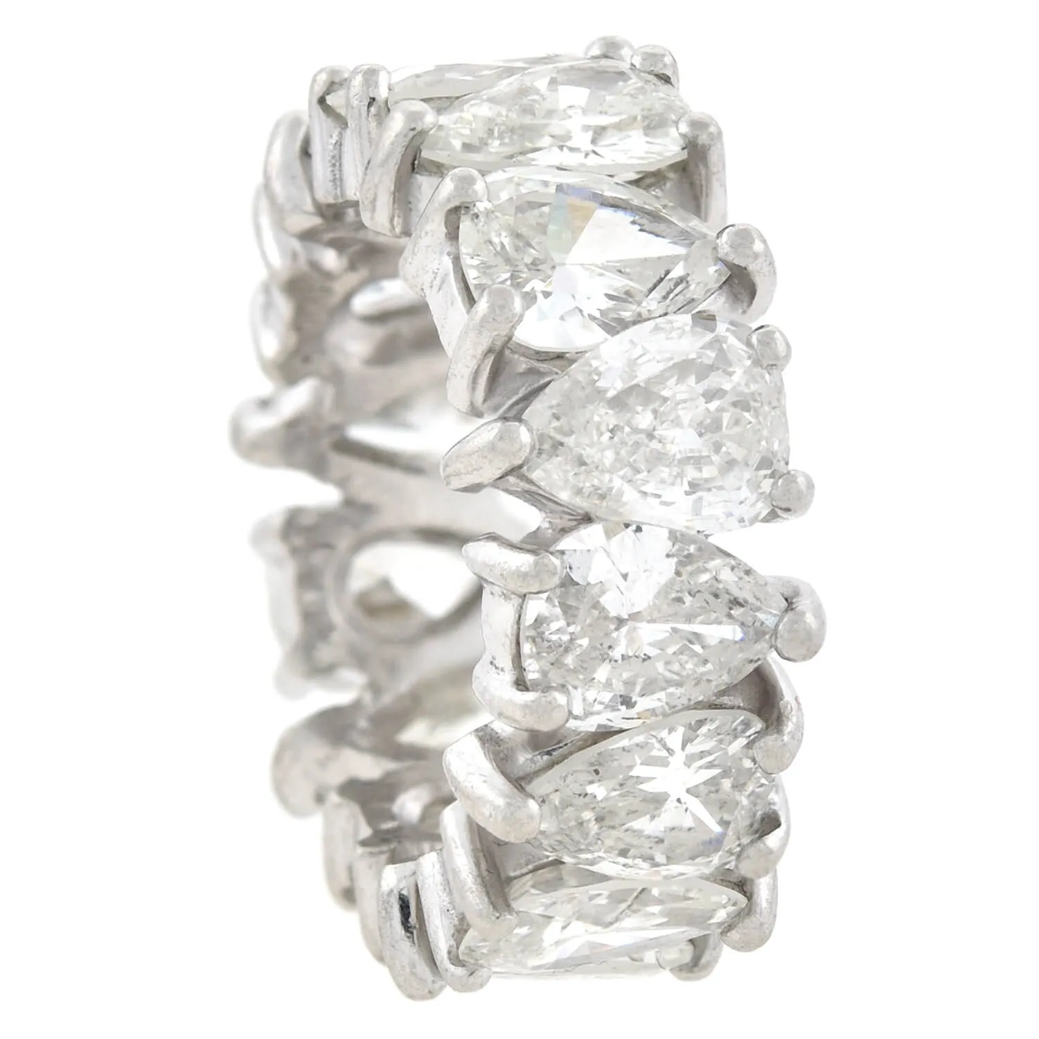 Vintage Platinum Pear Brilliant Cut Diamond Eternity Band 7.56ctw