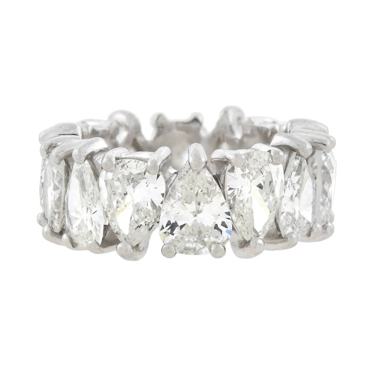 Vintage Platinum Pear Brilliant Cut Diamond Eternity Band 7.56ctw