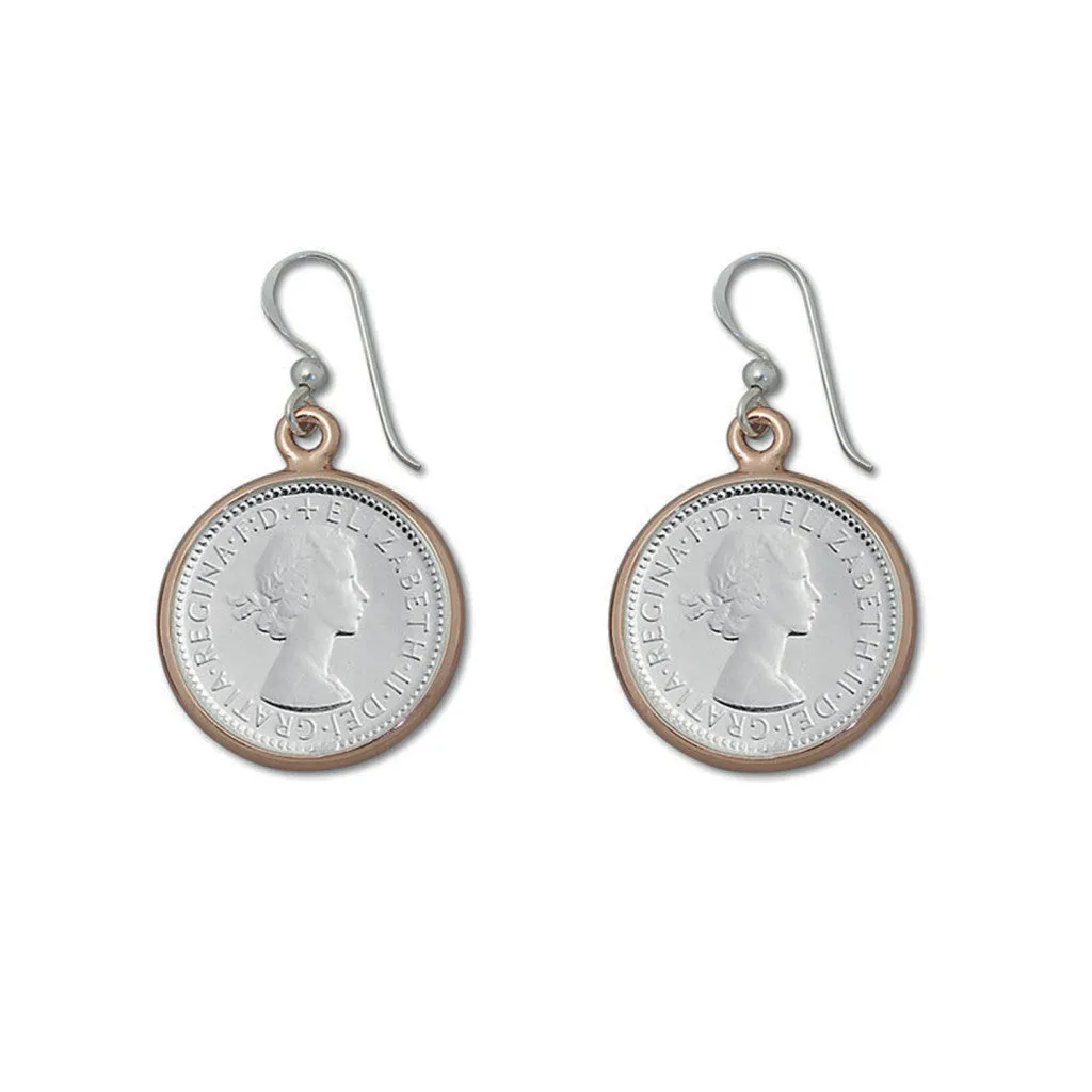 Von Treskow Two Tone Sixpence Coin Earrings