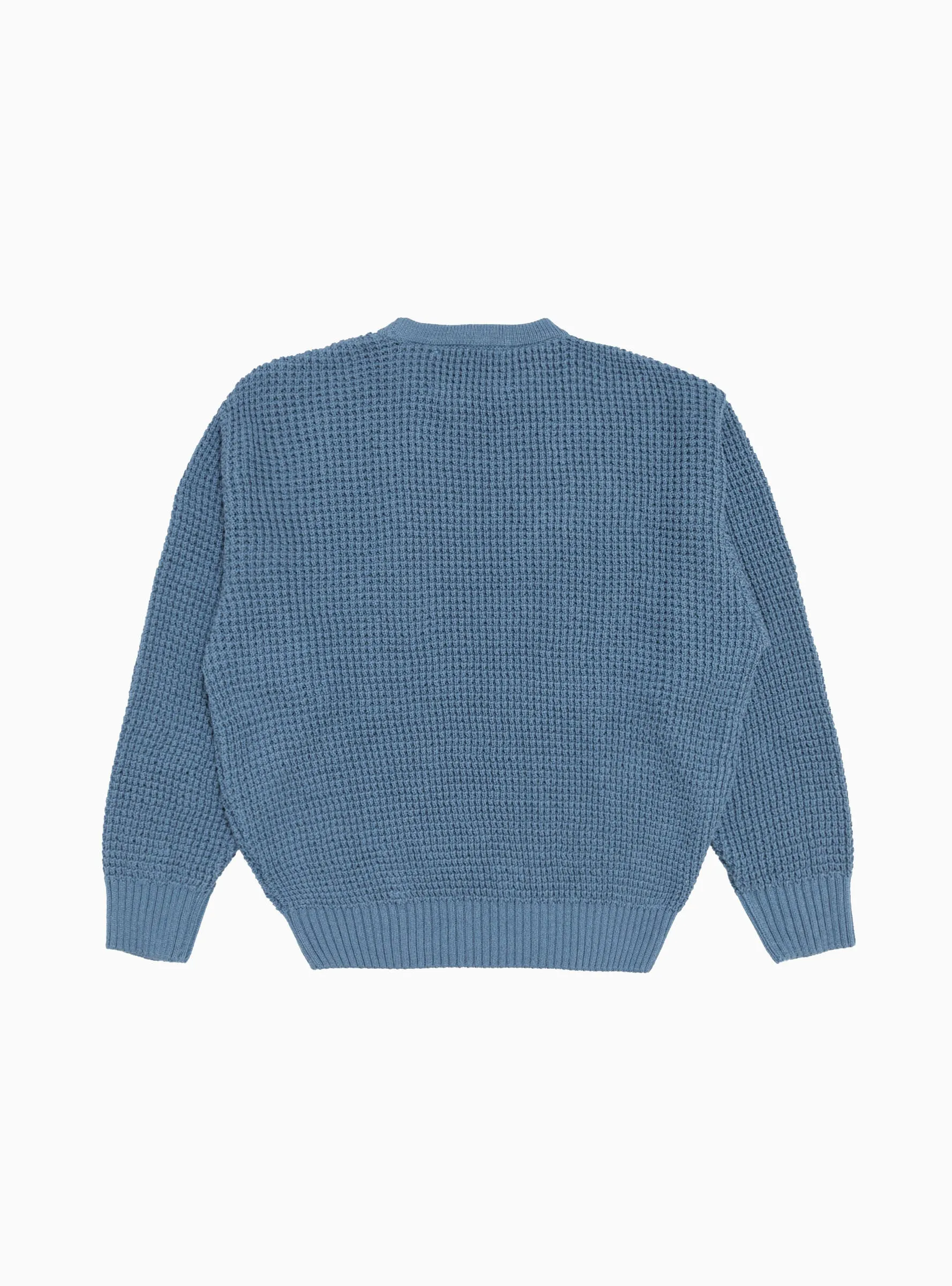 Waffle Marl Crewneck Sweater Blue