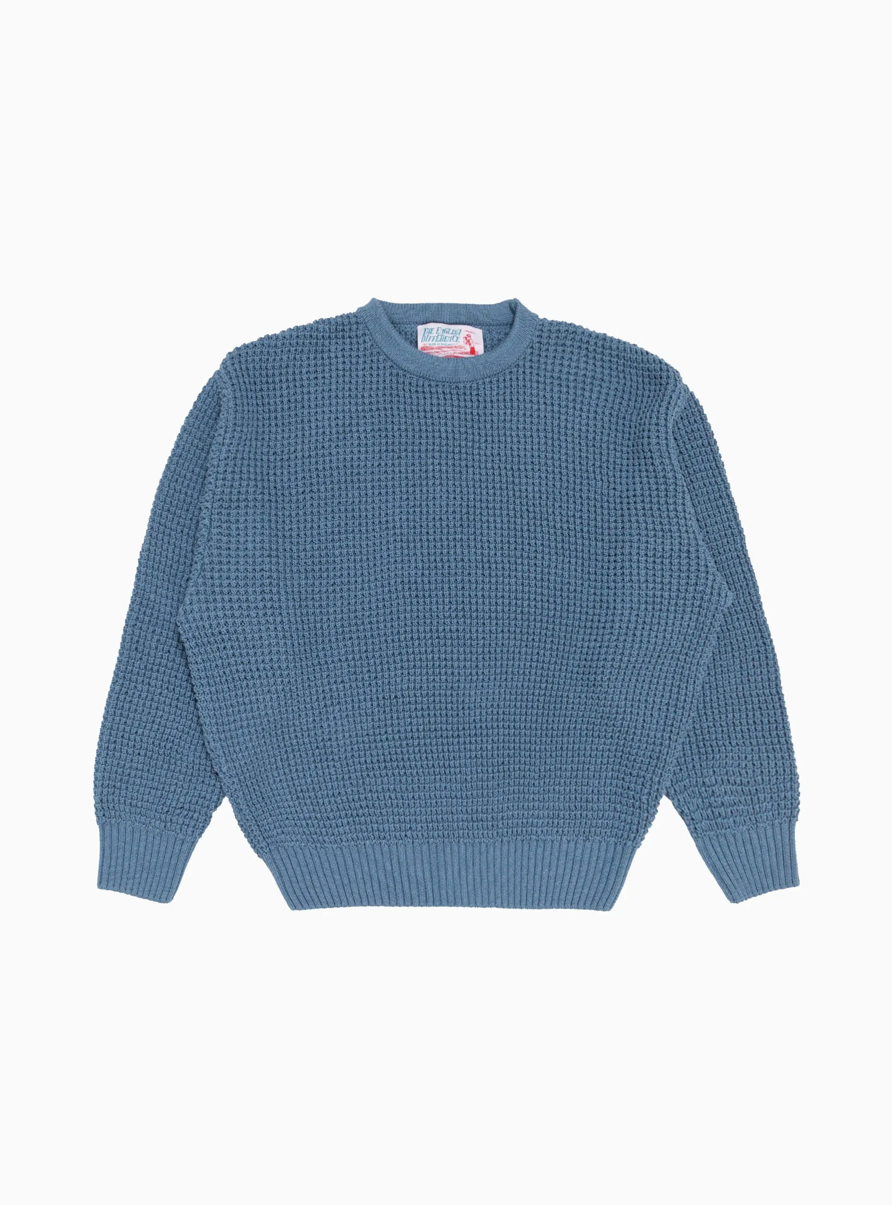 Waffle Marl Crewneck Sweater Blue