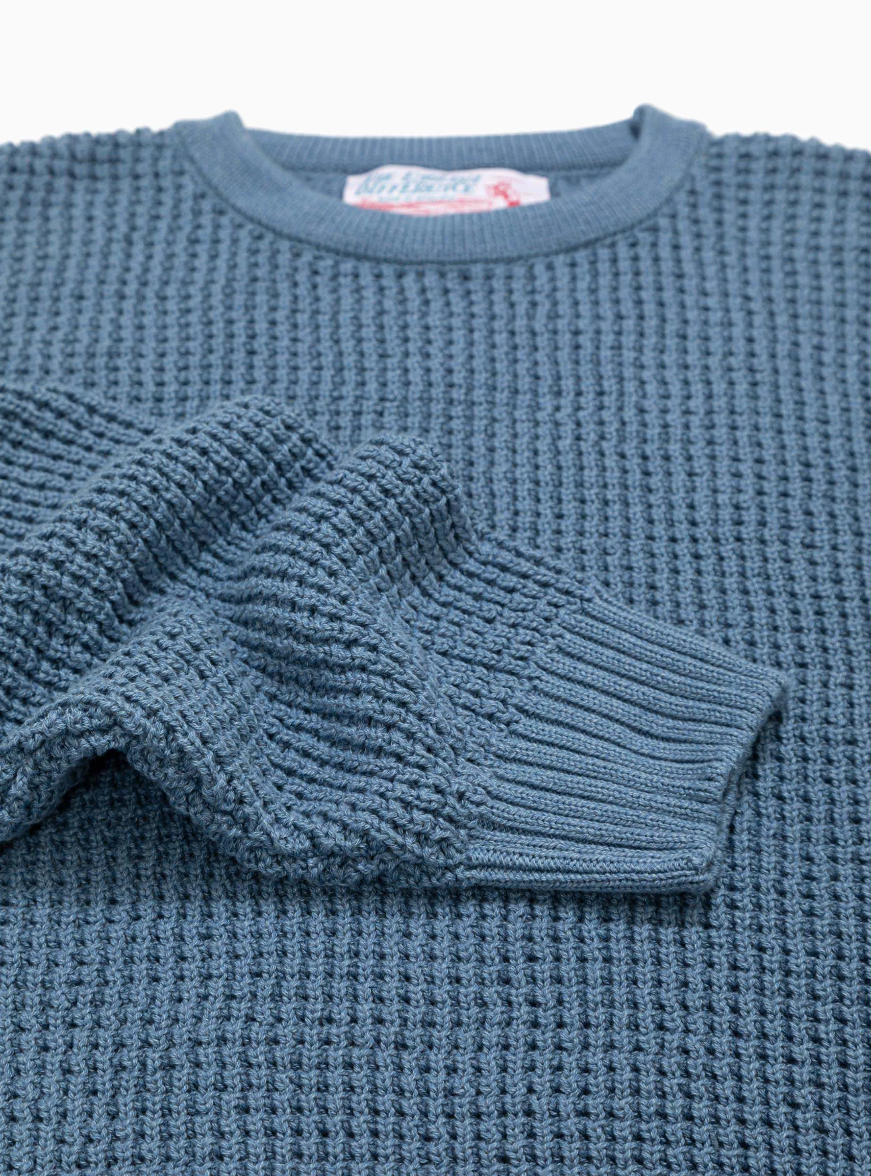 Waffle Marl Crewneck Sweater Blue