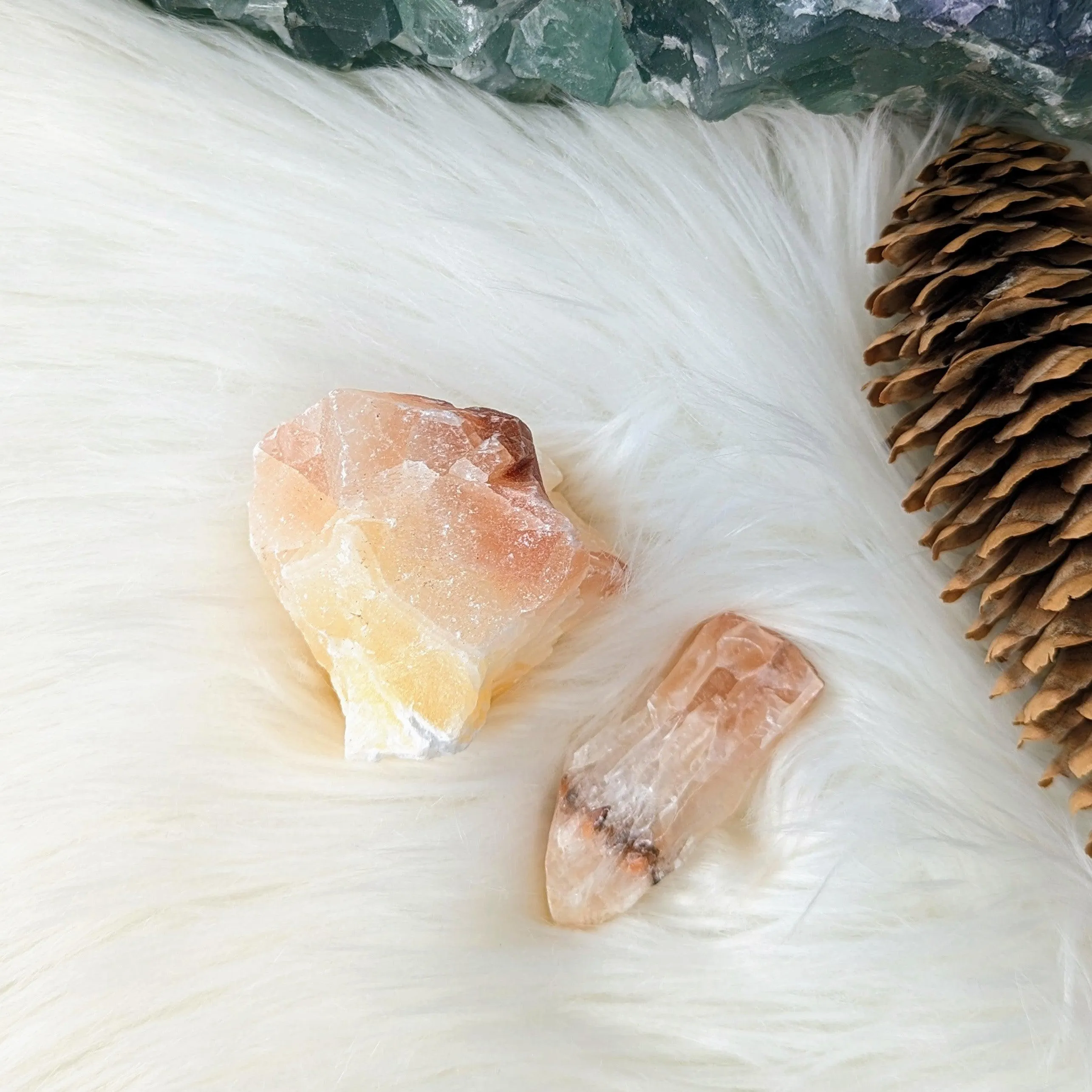 White, Orange and Red Calcite ~ Handheld Specimen from Mexico~ Energetic and Balancing