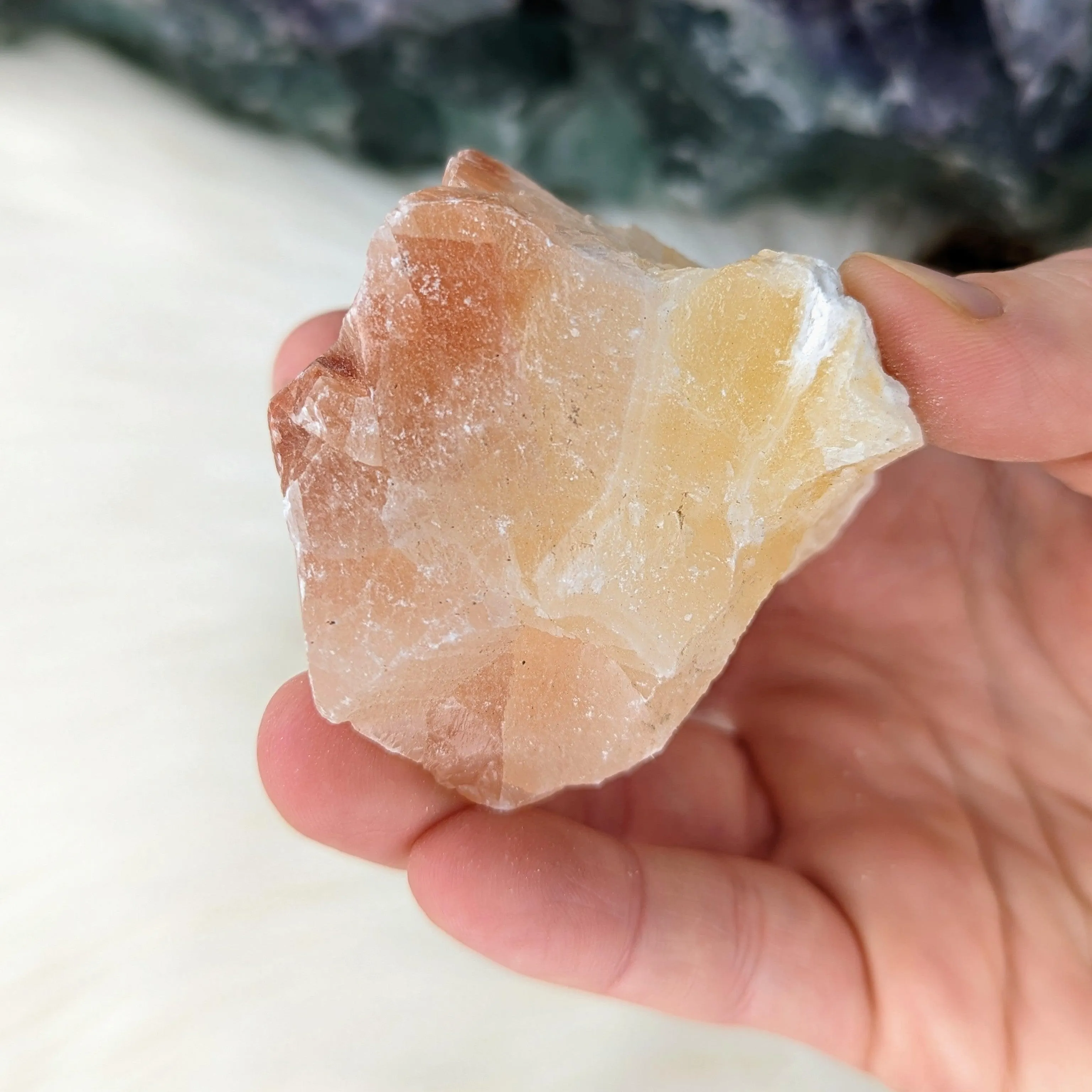 White, Orange and Red Calcite ~ Handheld Specimen from Mexico~ Energetic and Balancing