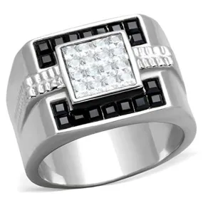 WildKlass Stainless Steel Ring High Polished (no Plating) Men Top Grade Crystal Jet