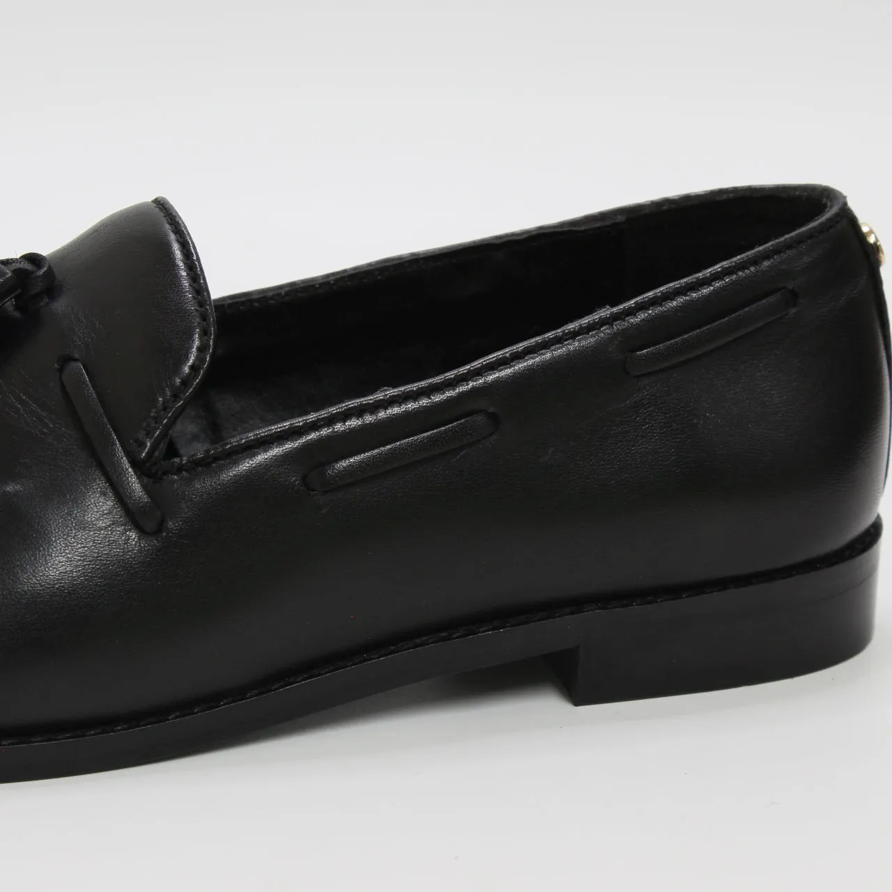 Womens Office Forrest Tassel Loafers Black Leather