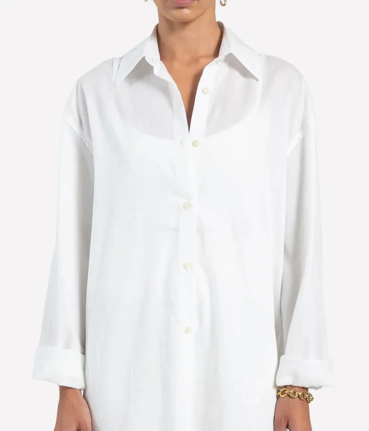 Yoko Oversized Button Down in White