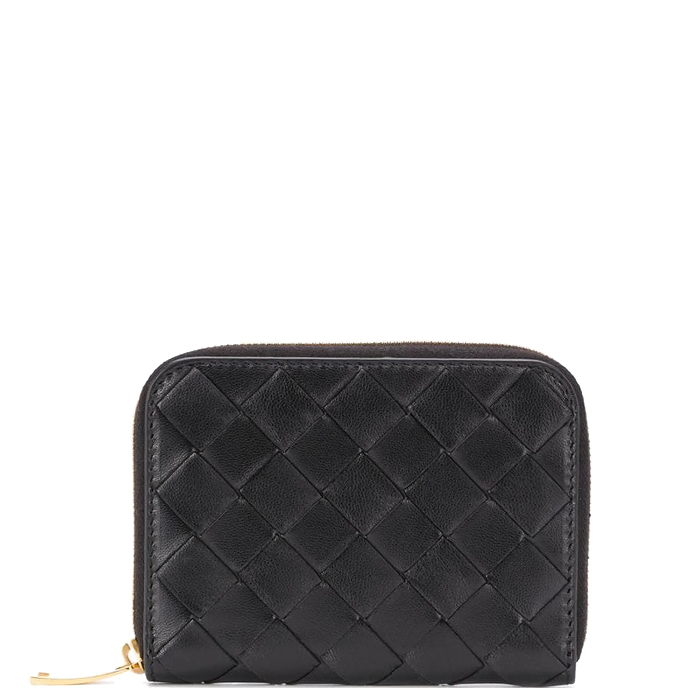 Zip Compact Wallet Intrecciato, Black